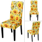 Jqinhome Pattern Chair Covers For Dining Room Set Of 6, High Stretch Removable Washable Parsons Chair Slipcover For Home Party Hotel Wedding Ceremony (Sunflower,6Pcs)