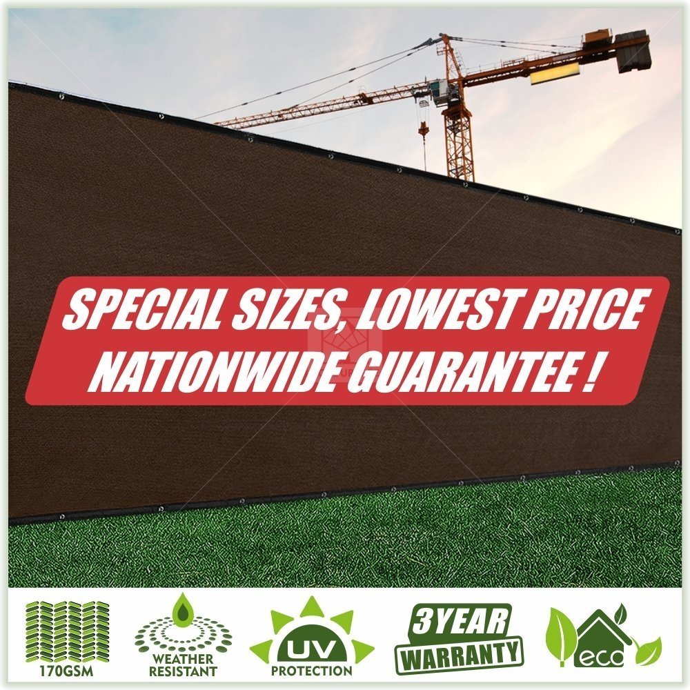 Colourtree Customized Size Fence Screen Privacy Screen Brown 6' X 24' - Commercial Grade 170 Gsm - Heavy Duty - 3 Years Warranty
