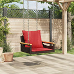 ** vidaXL Outdoor Swing Bench with Cushions, Brown Poly Rattan, 63x62x40 cm, Hanging Seat for Garden/Patio
