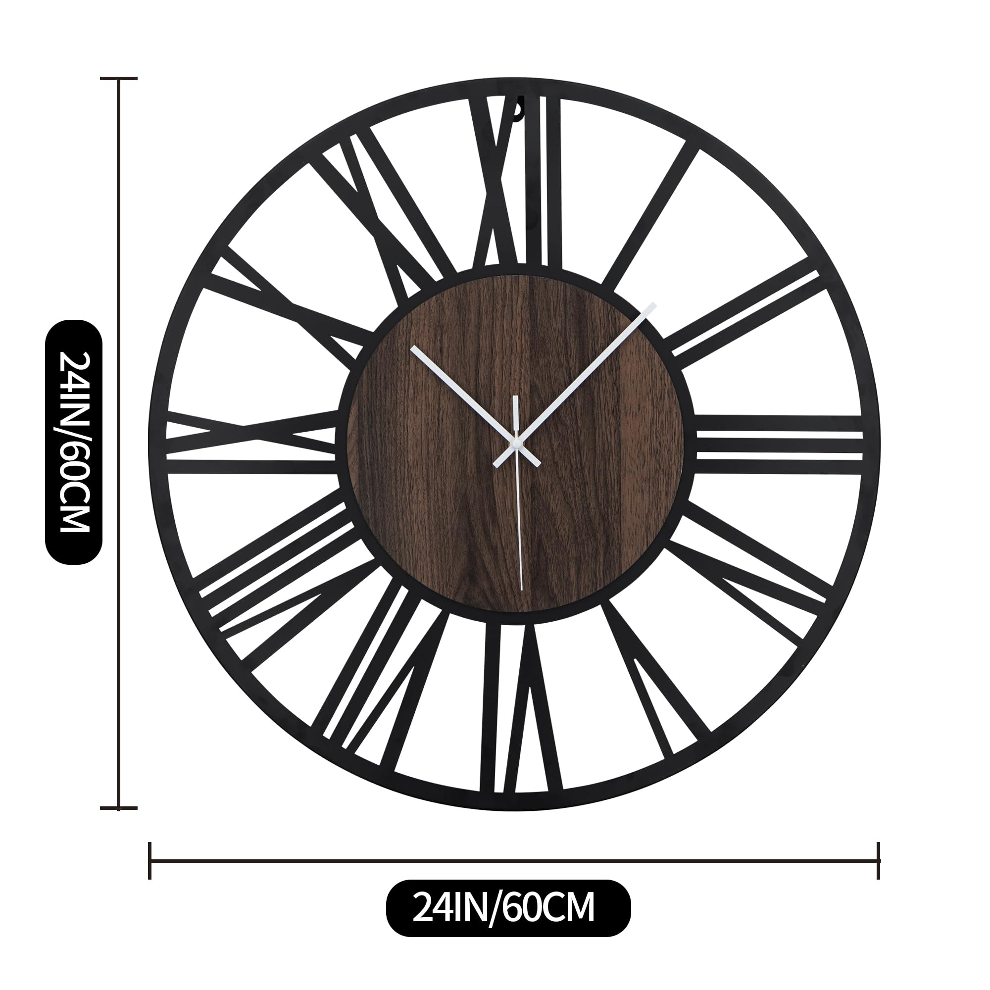 Leike Large Wall Clocks,Silent,Non Ticking,Battery Operated Big Retro Round Modern Wood Wall Clock For Living Room, Bedroom,Dinn