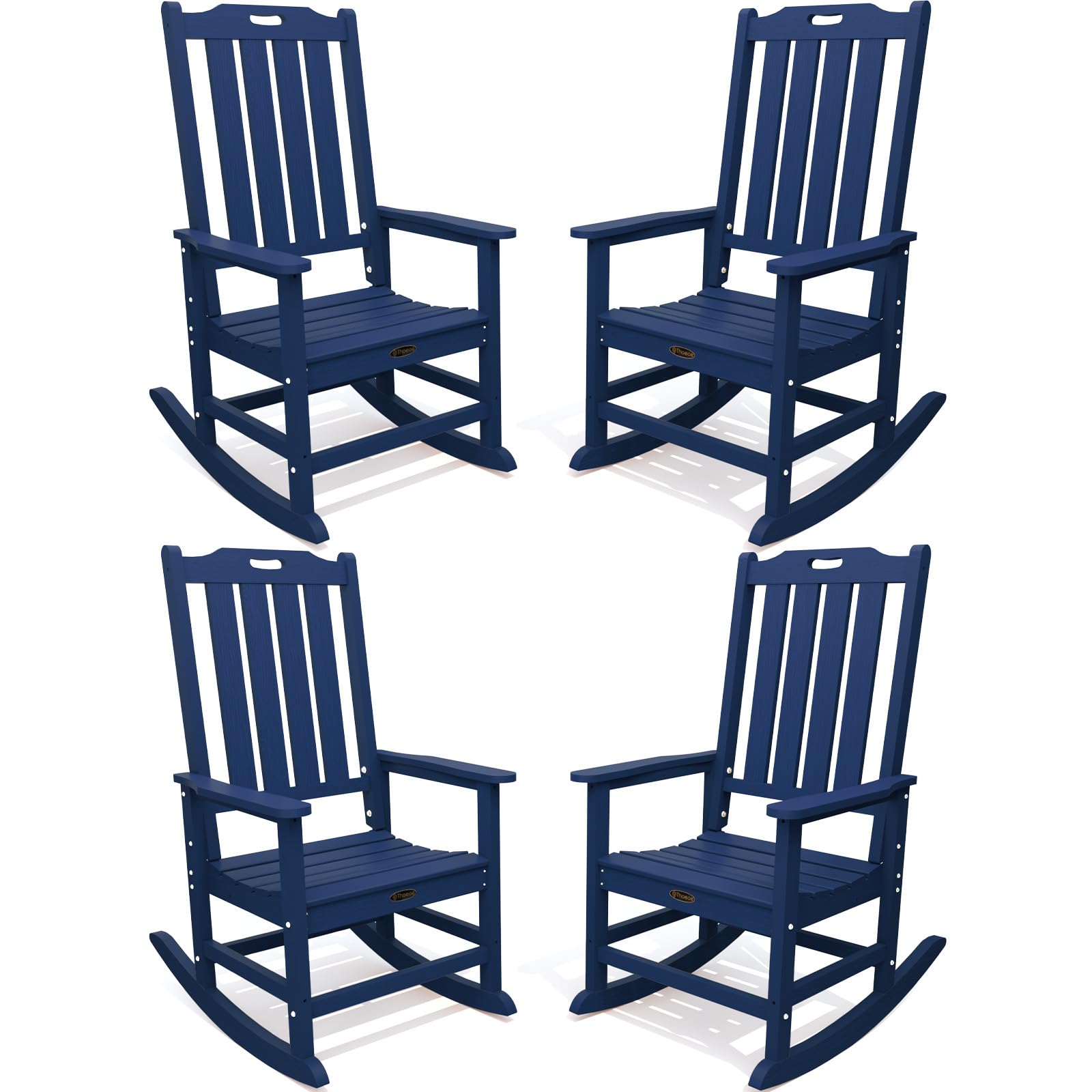 THOEOE Oversized Rocking Chair Set of 4, Outdoor Rocking Chair for Adults, All Weather Resistant Porch Rocker for Lawn Garden, N