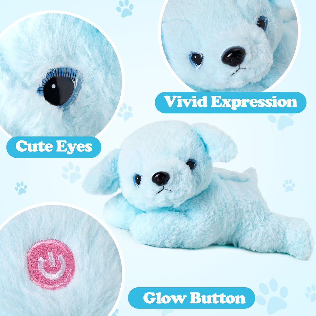 Glow Guards 15' Blue Musical Dog Plush Soft Stuffed Animal Puppy With Led Night Lights Christmas Children'S Day Birthday Gifts