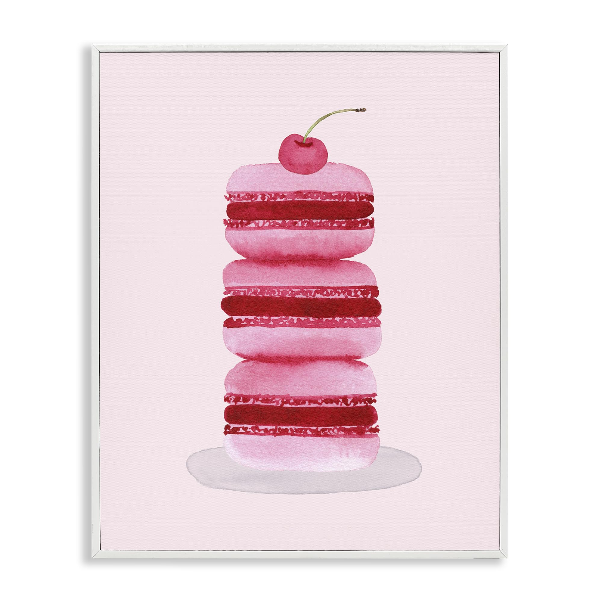 Stupell Industries Coquette Macaroon Cherry Stack White Framed Giclee Art design by Nina Jacobs, 20 x 16