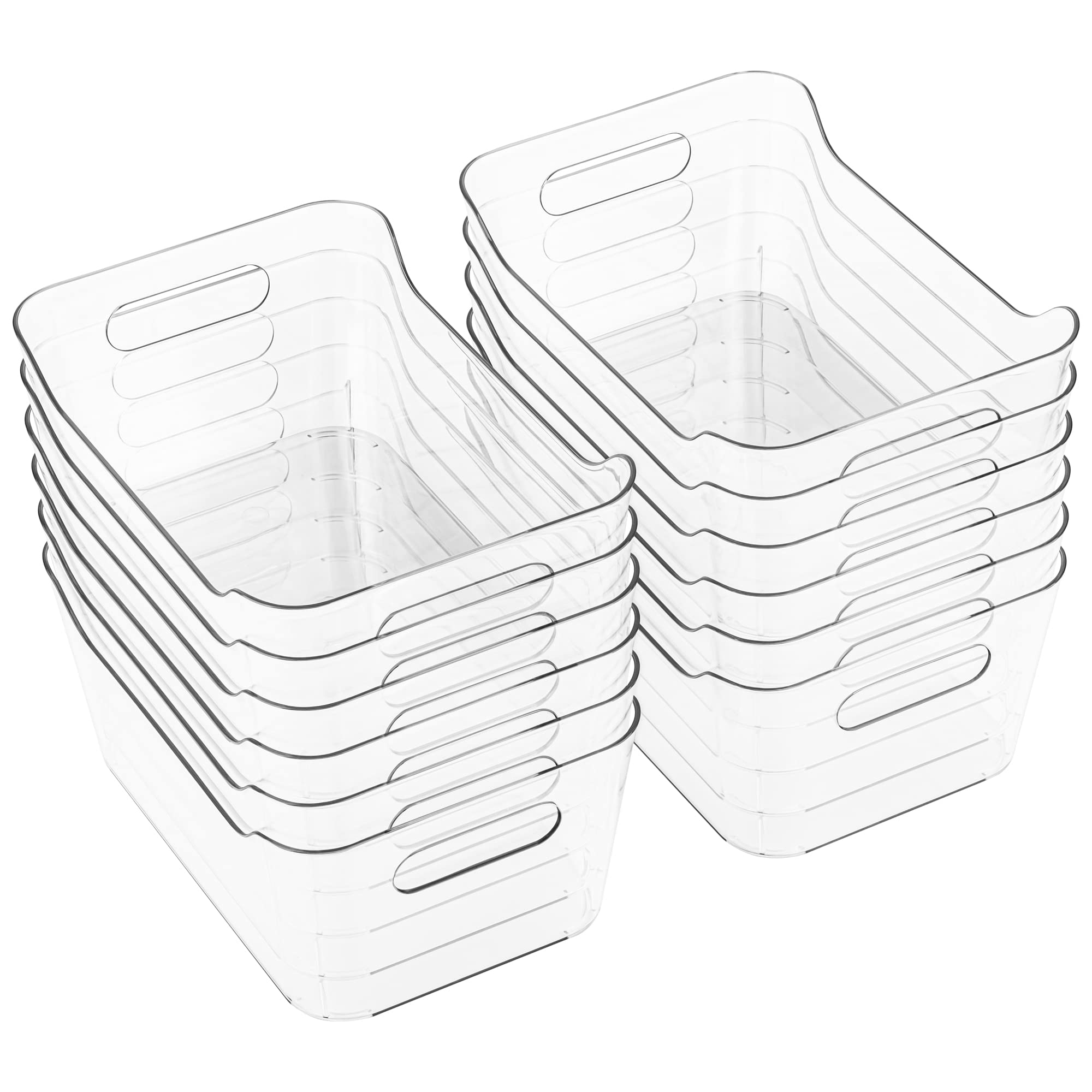 Tiawudi 12 Pack Plastic Storage Bins, Multi-Use Organizer Bins, Pantry Organizer, Clear Storage Containers, Bins for Home & Kitc
