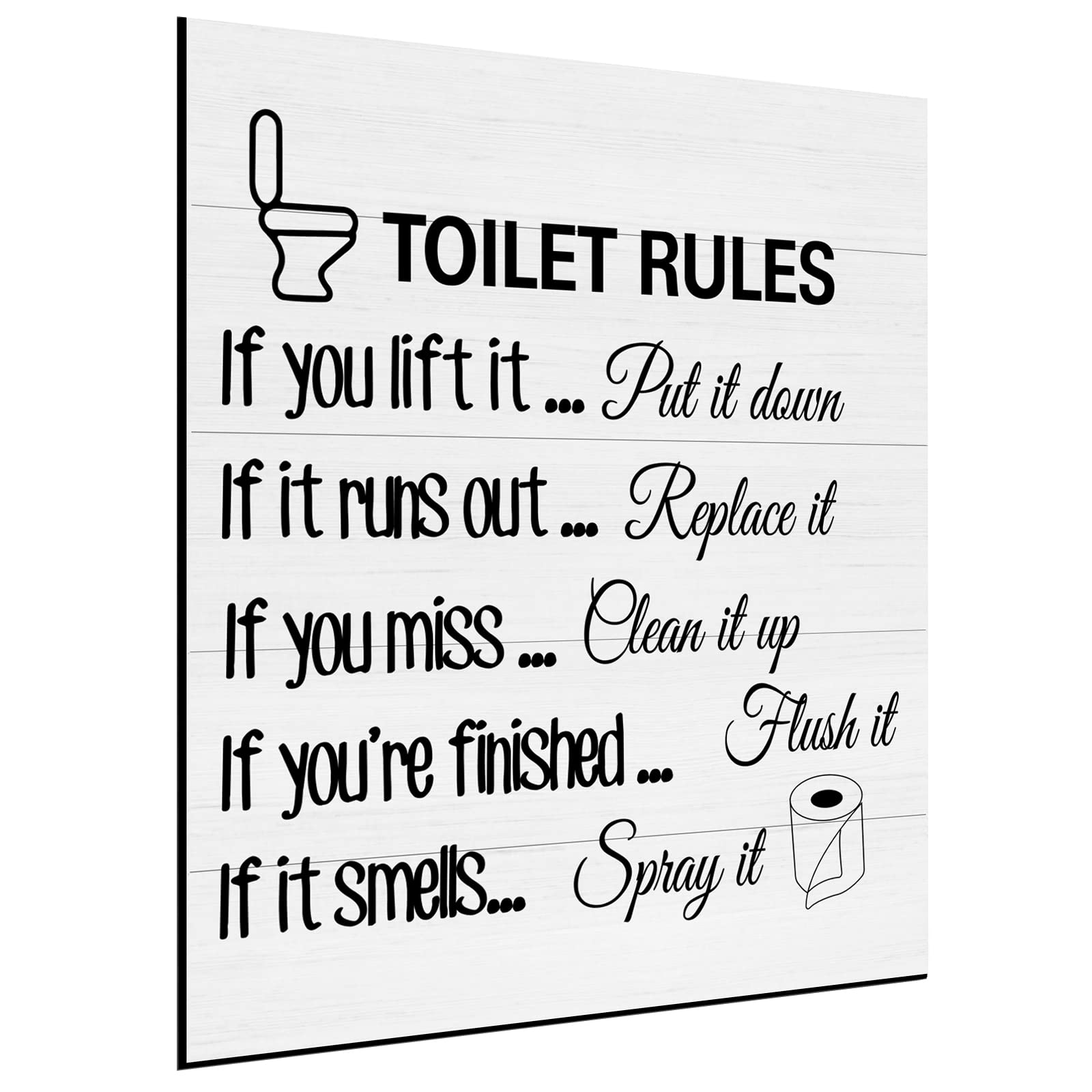 Jetec Wood Toilet Rules Sign, 12 x 9 Funny Bathroom Decor, Rustic Farmhouse Wall Art for Bathroom, Laundry Room, Home Wall Dec