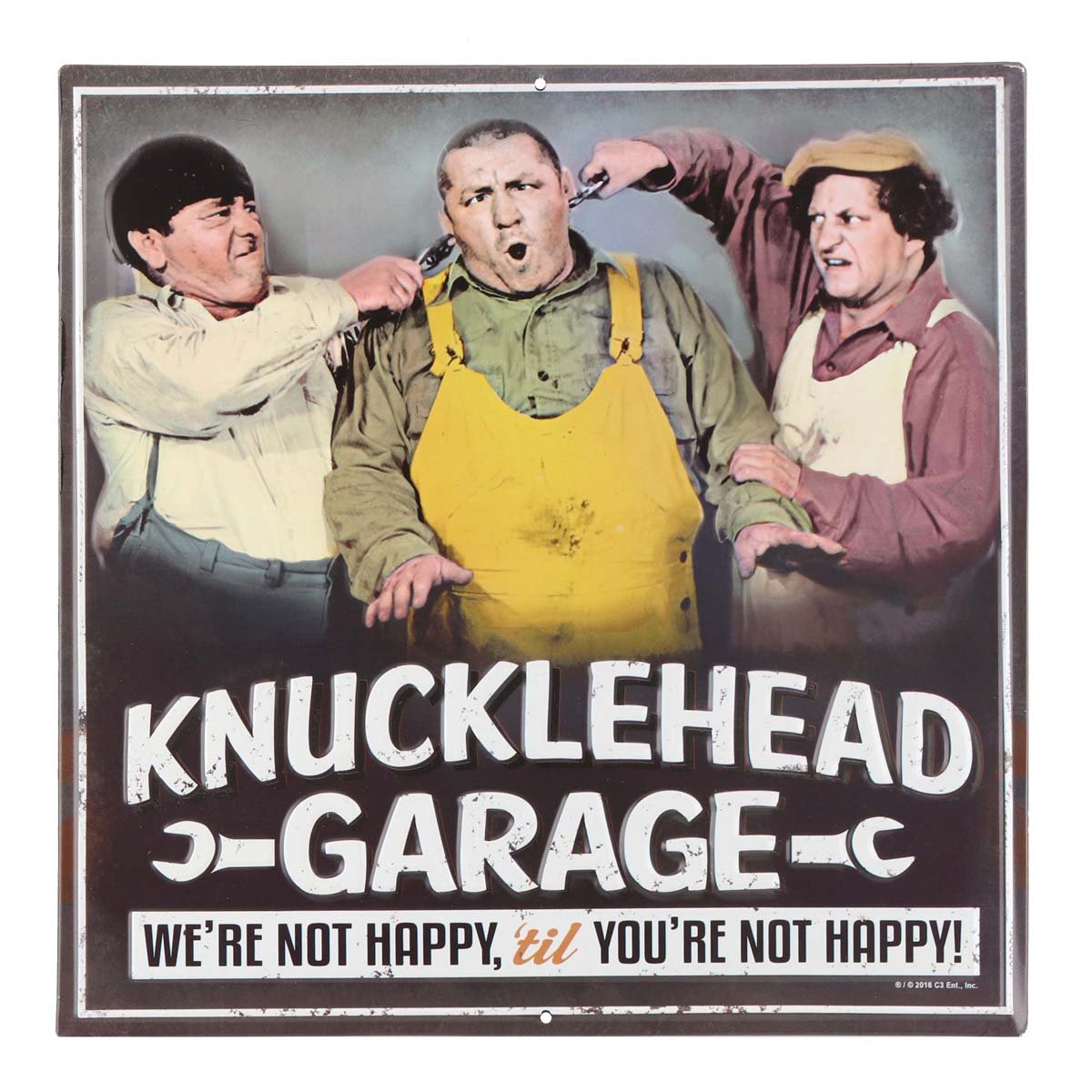 Open Road Brands The Three Stooges Knucklehead Garage Embossed Metal Sign - Vintage Three Stooges Sign with Funny Quote