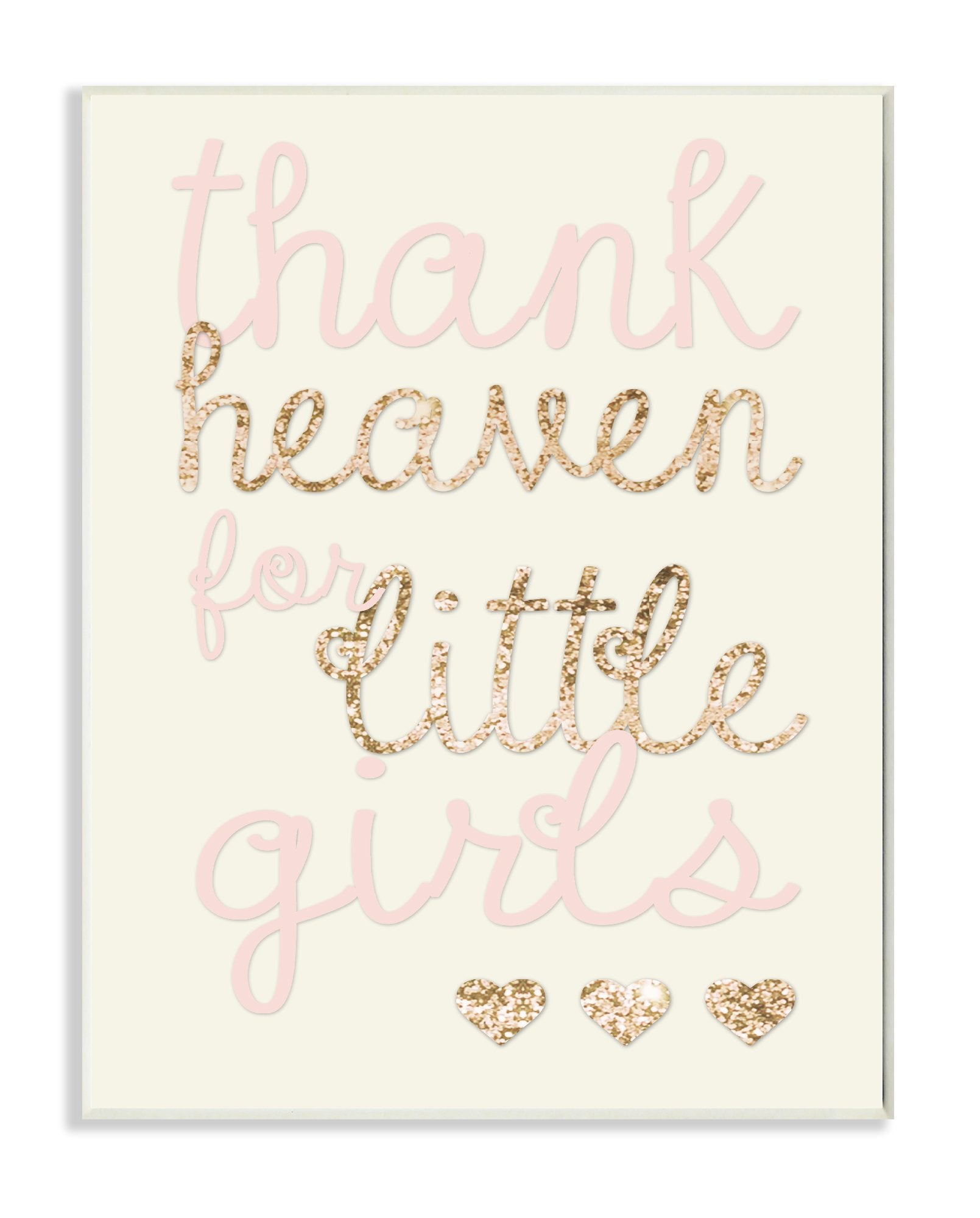 Stupell Home D  cor Thank Heaven For Little Girls Sequin Wall Plaque Art, 10 x 0.5 x 15, Proudly Made in USA