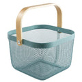 Blurism Metal Mesh Steel Basket, Storage Organizer Basket MultiFunctional Hanging Kitchen Baskets Fruit Basket Bin With Bamboo 