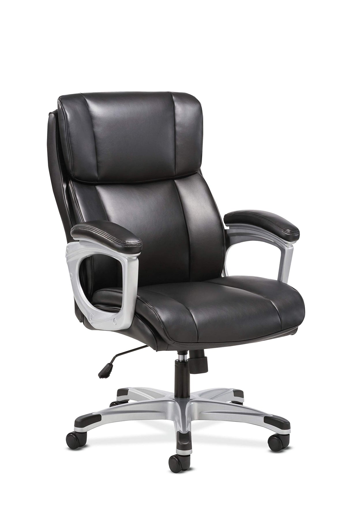 Sadie Executive Computer Chair- Fixed Arms For Office Desk, Black Leather (Hvst315)