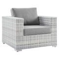 Modway Convene Wicker Rattan Outdoor Patio Armchair in Light Gray Gray