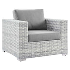 Modway Convene Wicker Rattan Outdoor Patio Armchair in Light Gray Gray