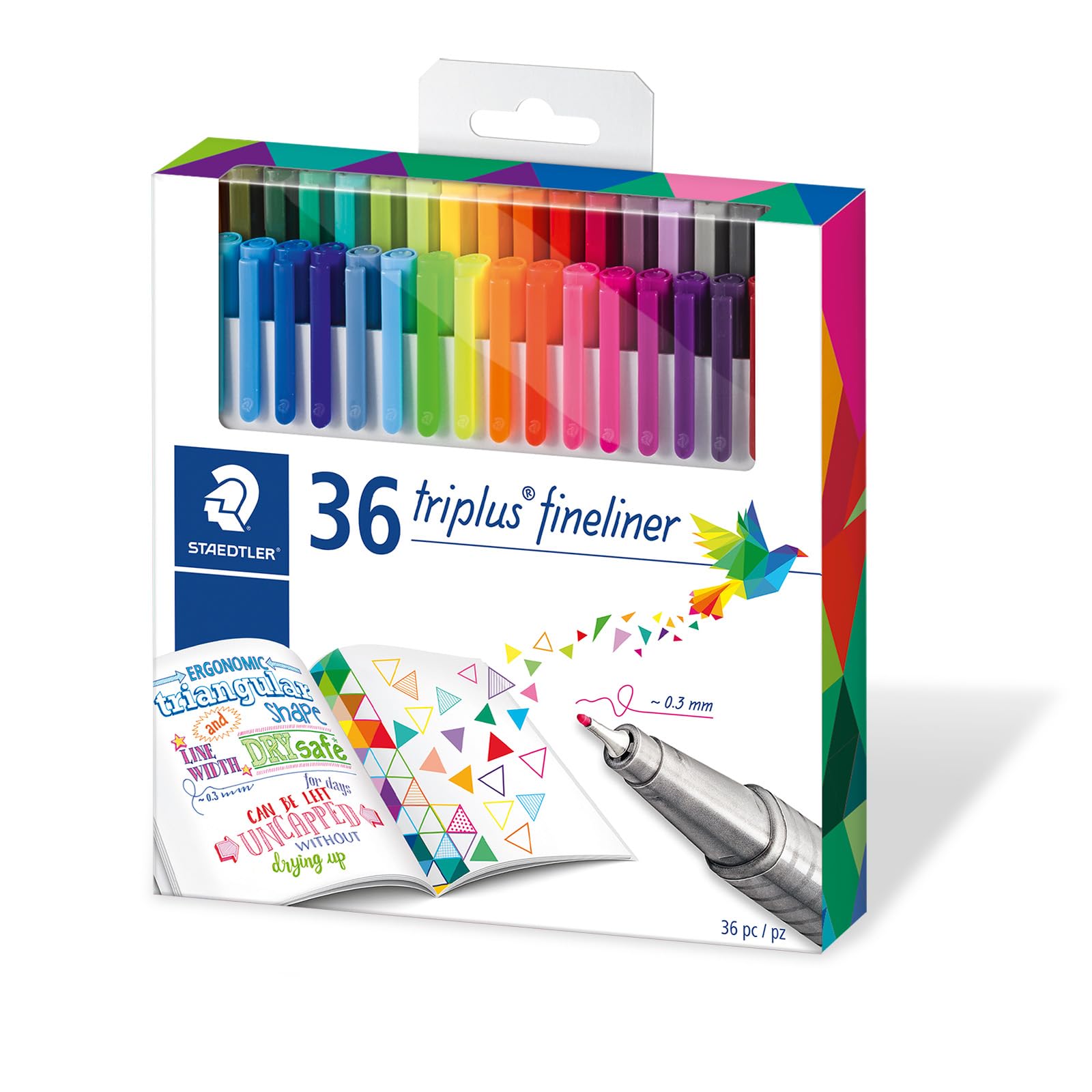 Staedtler Color Pen Set, Set Of 36 Assorted Colors (Triplus Fineliner Pens)