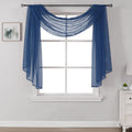 Donren Dark Blue Window Scarf For Home Decor -Luxury Look Sheer Scarf 52 Inches Wide By 144 Inches Long,Navy Blue