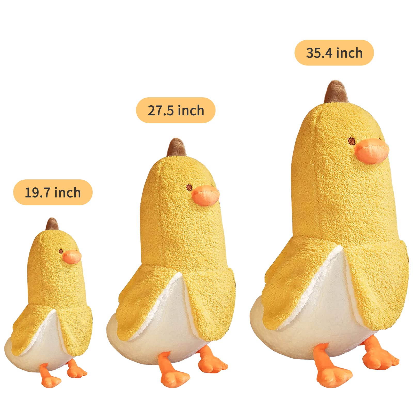 Peach Cat Banana Duck Plush Toy Cute Plushie Hugging Plush Pillow Duck Stuffed Animal For Girls And Boys Yellow 19.7'
