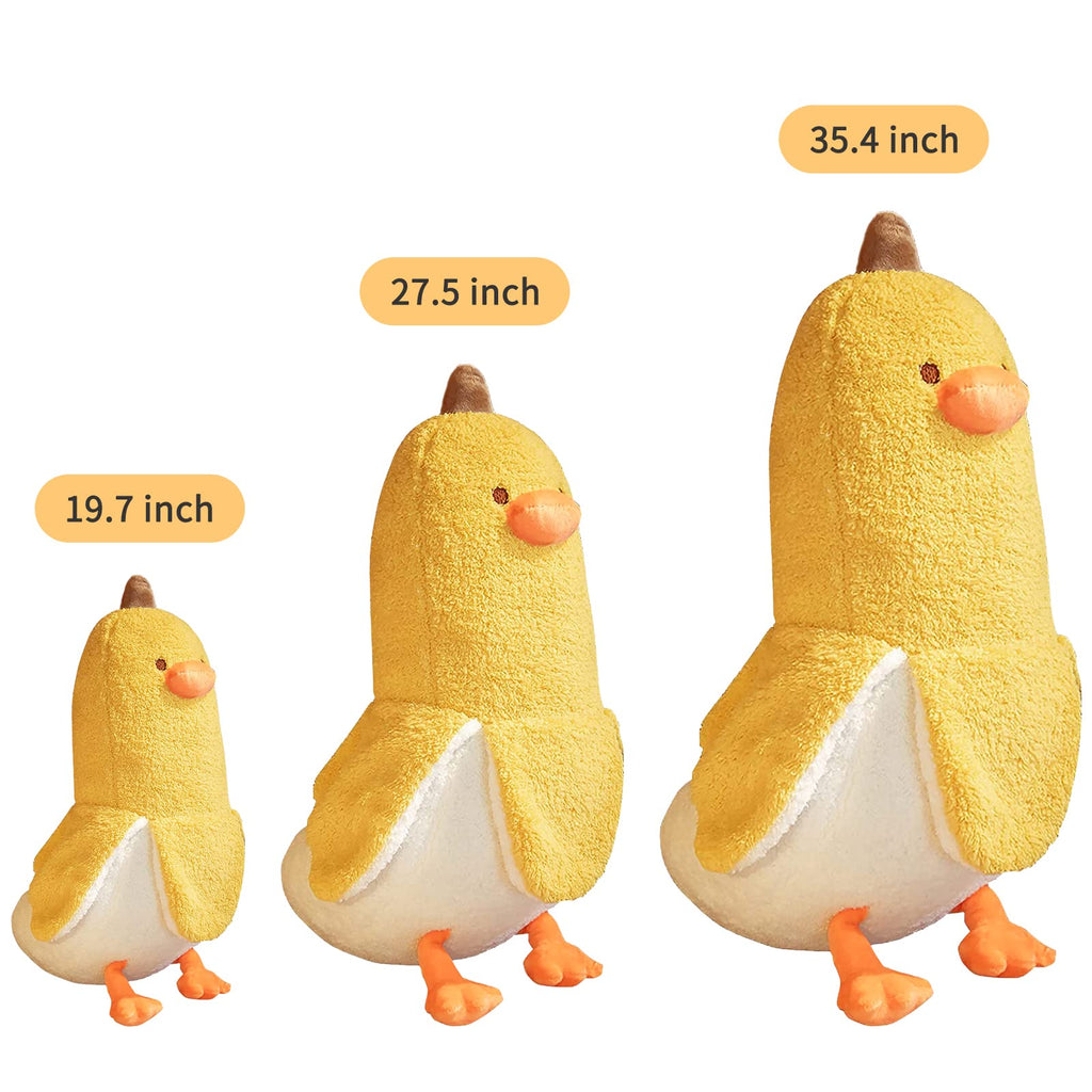 Peach Cat Banana Duck Plush Toy Cute Plushie Hugging Plush Pillow Duck Stuffed Animal For Girls And Boys Yellow 27.5'