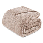 Exclusivo Mezcla Camel Fleece Twin Size Blanket For Bed, 90X66 Inches Soft Cozy 3D Decorative Jacquard Flannel Blankets, Lightwe