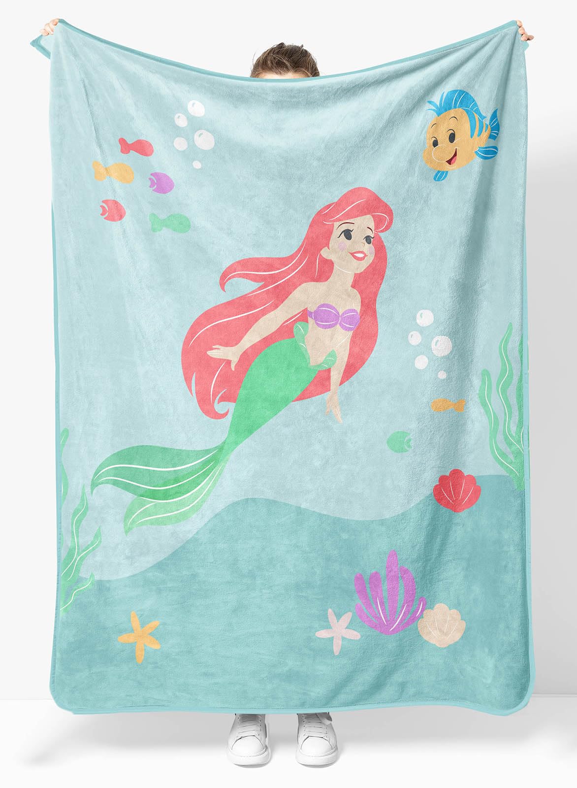 Disney The Little Mermaid Plush Throw Blanket - Measures 46 X 60 Inches - Super Soft & Cozy Fleece Kids Princess Bedding Feature