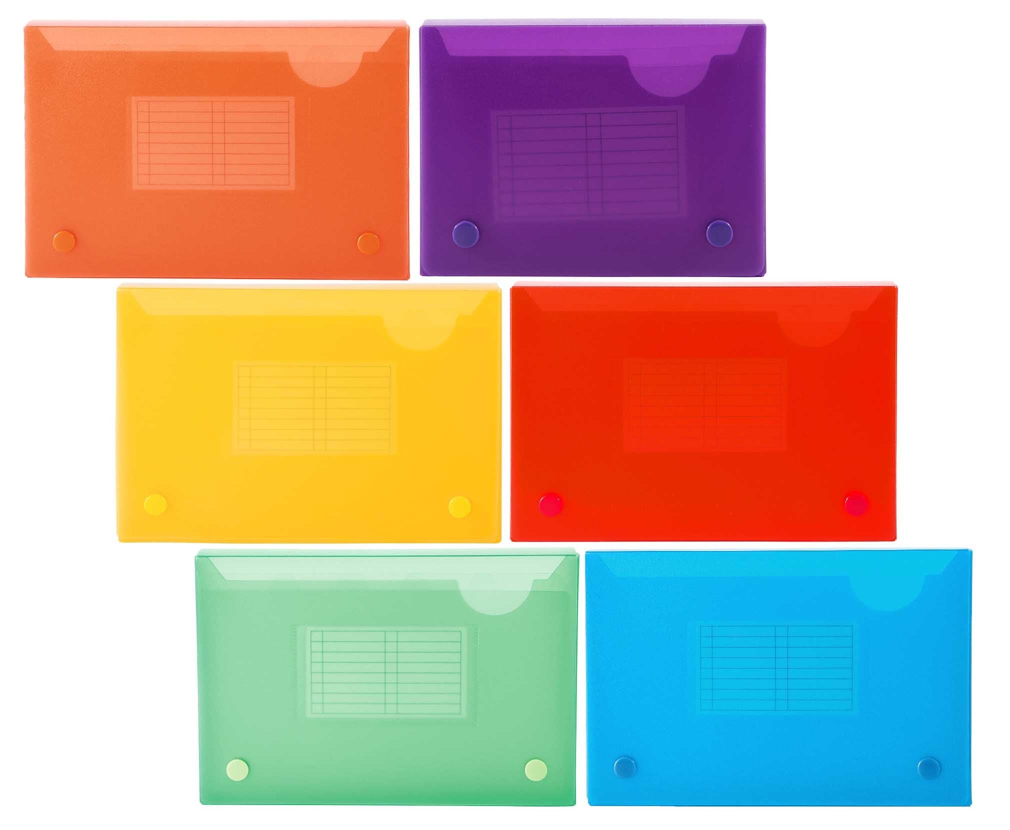 Filexec 5 X 8 Inch Index Case, Snap Button Closure, 5 Index Dividers, Assorted (Pack Of 6) (50101-2091)