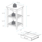 Casual Home Sunrise (Small) with Solid Harvest Hardwood Top Kitchen Island, 22.75"W, Natural&White