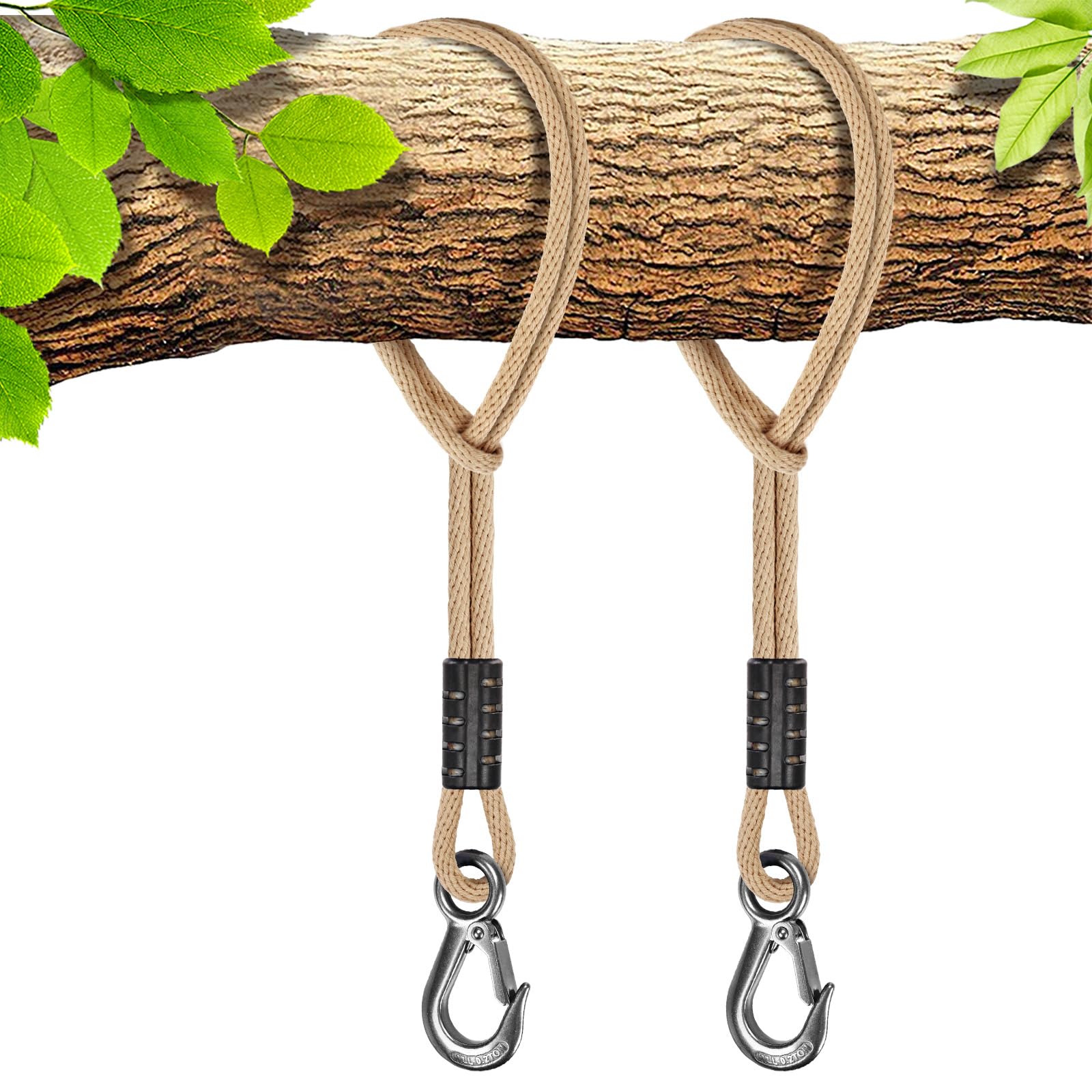 Benelabel Tree Swing Rope, 60 Inch, Hammock Tree Swing Hanging Strap, Heavy Duty Hook, For Indoor Outdoor Swing Hammock Playgrou