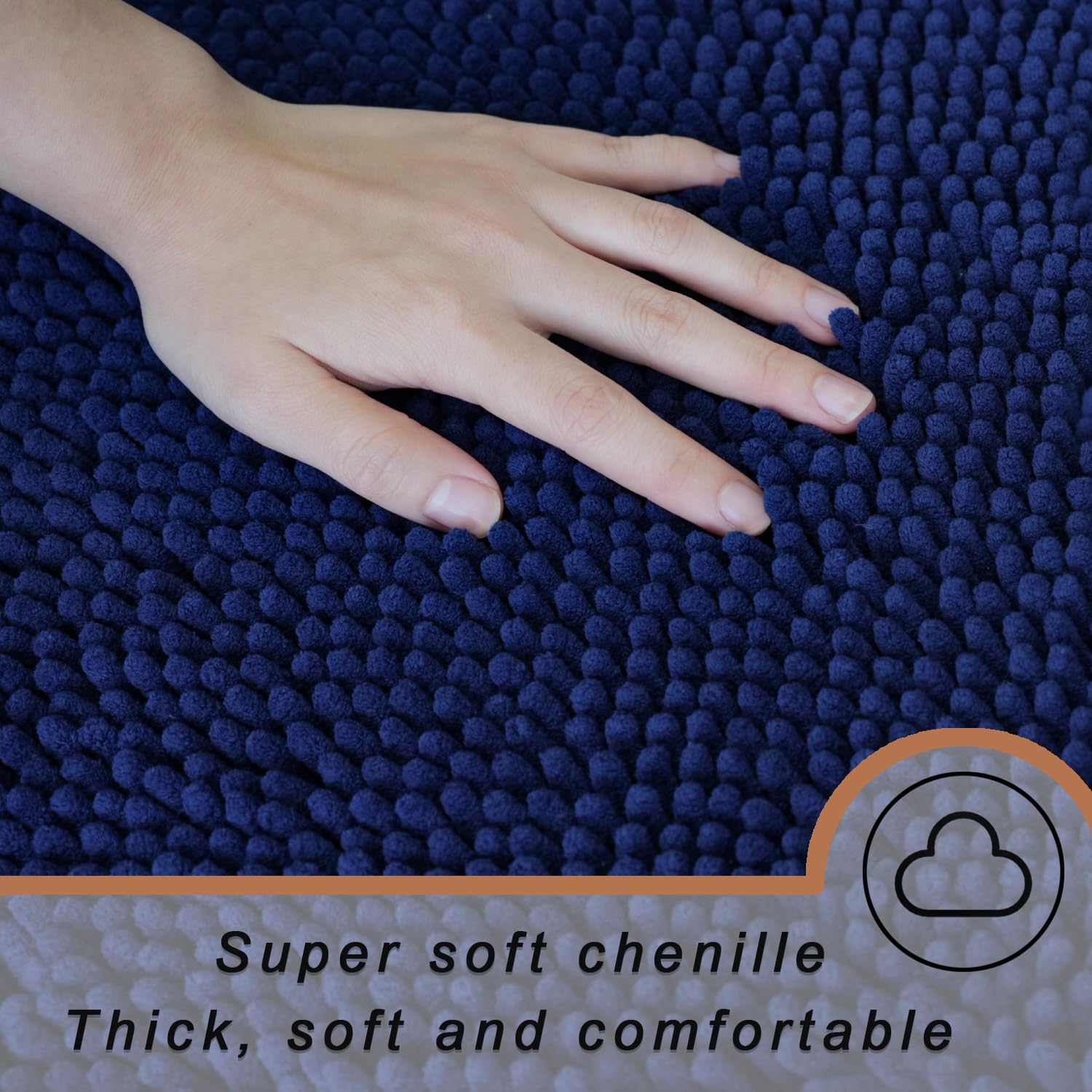 Bathroom Rugs Sets Of 3 Piece Ultra Soft Chenille Bath Mat, Non-Slip And Super Absorbent Bathroom Rug, Strong Pvc Underside, Mac