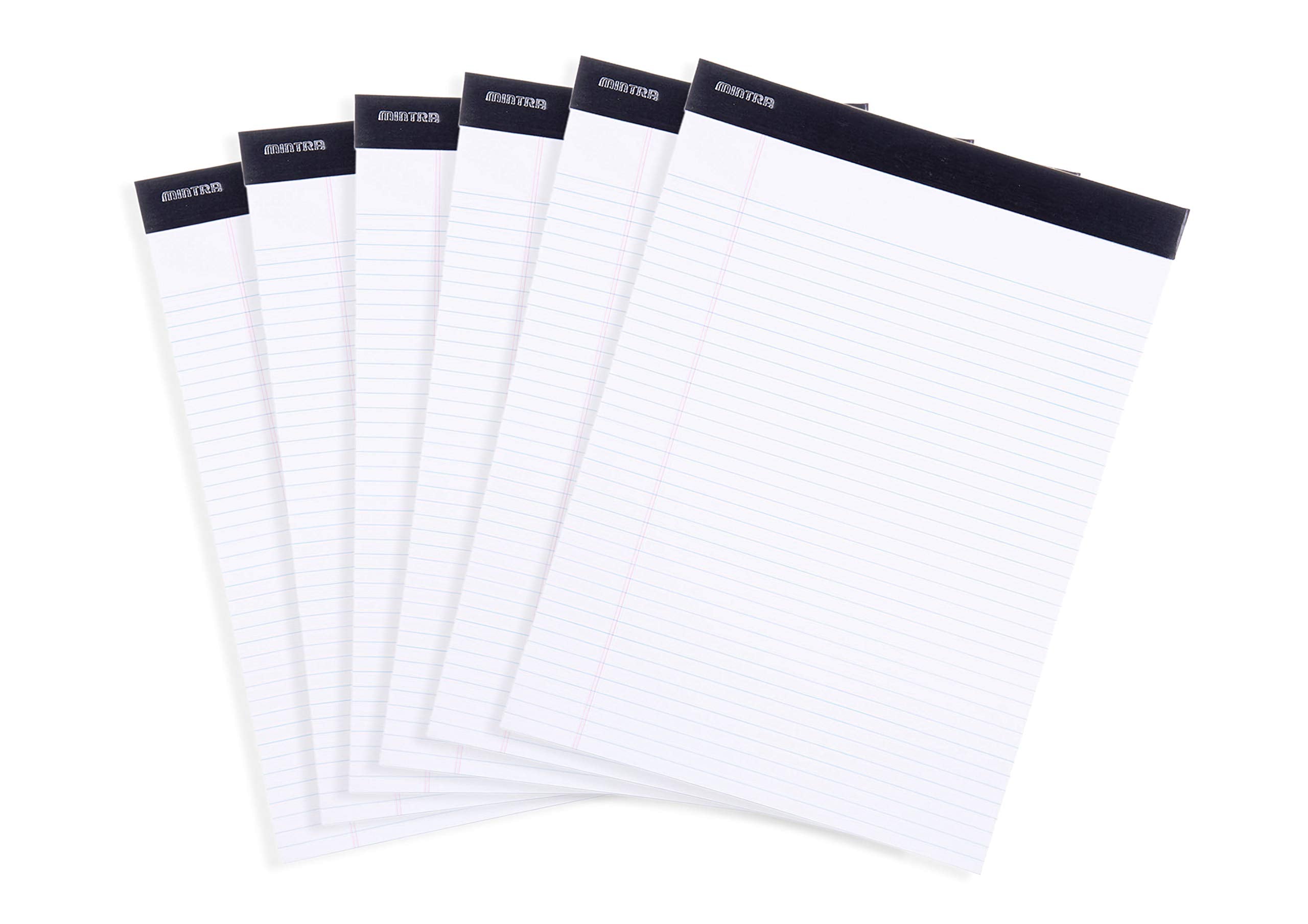 Mintra Office Legal Pads - ((Basic White 6Pk, 8.5In X 11In, Narrow Ruled)) - 50 Sheets Per Notepad, Micro Perforated Writing Pad