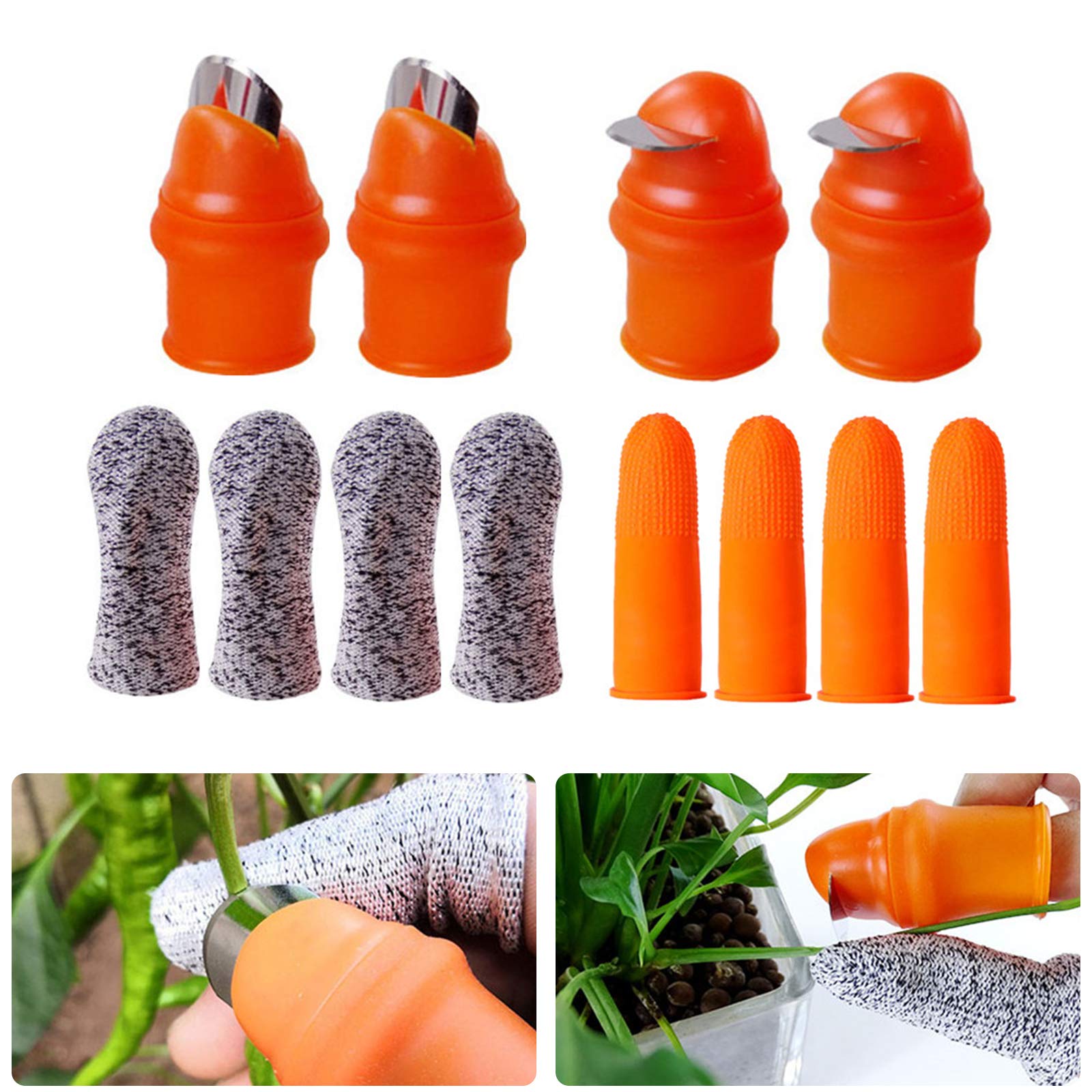 Ybb 12 Pcs Gardening Silicone Thumb Knife Harvesting Tool, Separator Finger Plant Fruit Picking Knife Garden Tool (L)