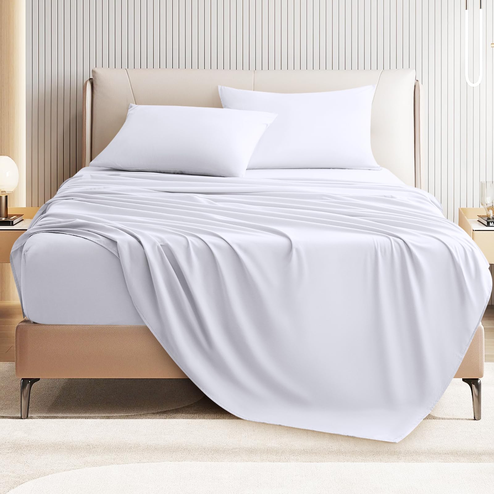 Usxibei Queen Size 4 Piece Bed Sheet Set - Ultra Imitation Cotton-Premium Breathable & Cooling Sheets - Hotel Luxury Bed Sheets