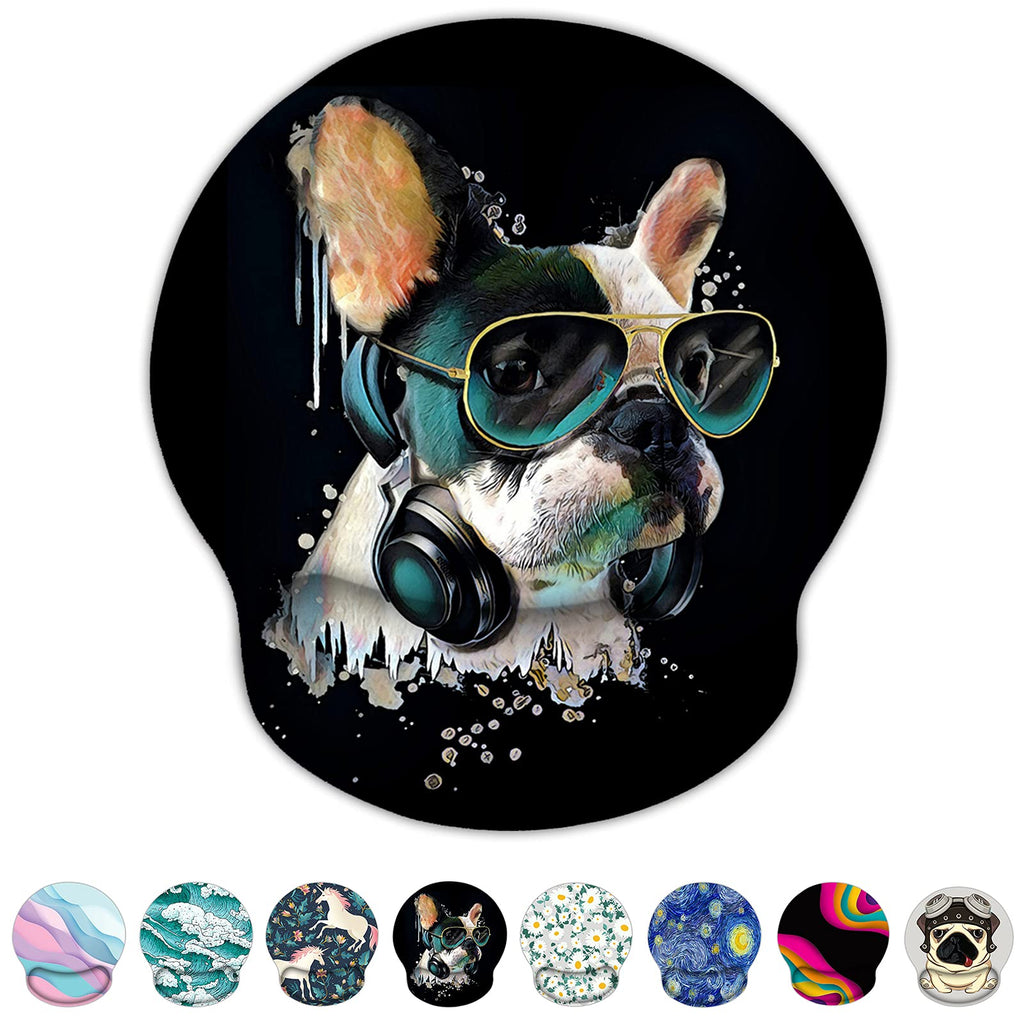 Britimes Ergonomic Mouse Pad With Wrist Support Colorful Stylish Bulldog Non-Slip Rubber Base Mousepad For Home Office Gaming Wo