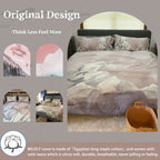 Mildly 100% Long-Staple Cotton Duvet Cover Set Abstract Gray Pink Marble Pattern Printed Comforter Cover 3Pcs, Ultra Soft & Brea