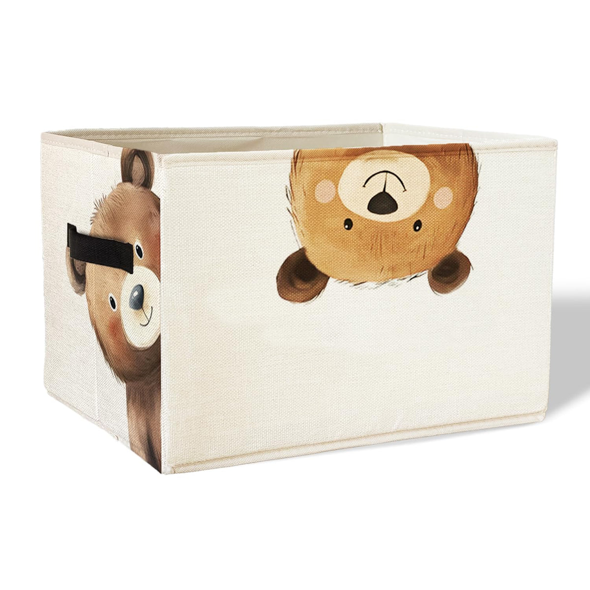 KDHTY Rectangular Bear Basket Cute Animal Woodland Storage Basket Organizer Bins With Handles,Toy Baskets Storage Kids,Bear Laun