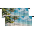 Emvency 2 Pack Valances Window Treatments, Summer Beach Ocean Plants Blue Sea Blackout Drapes Adjustable Curtain Valances For Wi