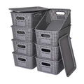 Plastic Storage Baskets with Lid-Plastic Storage Containers Stackable Storage bins: Storage Baskets for Organizing Shelves Drawe