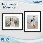 Icona Bay 11X14 Black Picture Frame With Removable Mat For 8X10 Photo, Modern Style Wood Composite Frame, Wall Mount Only, Bliss