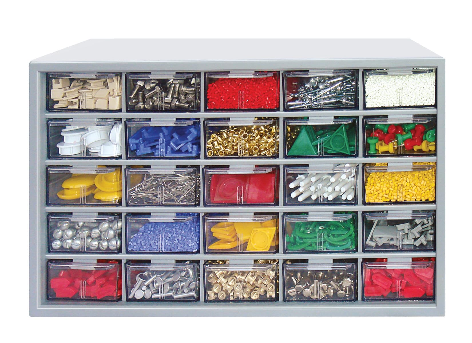Alkon Plastic Aco 25 Polypropylene Component Organiser With 25 Drawers, Small Parts Grey Storage Jewellery | Craft | Sewing Cabi