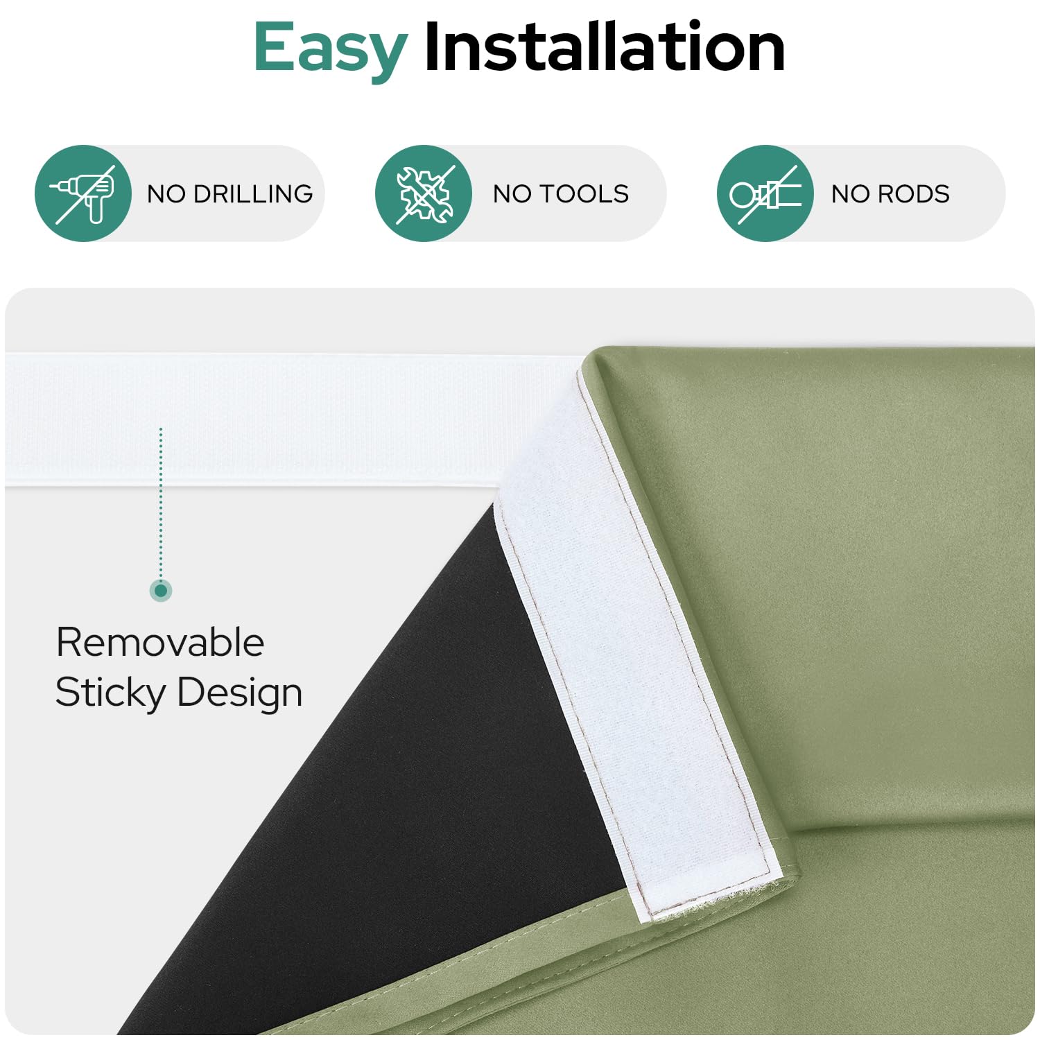 Homeideas 100% Blackout French Door Curtains, Privacy Door Curtains For Window, 30 X 40 Inch Room Darkening Blinds, Thermal Insulated Window Shades For Bedroom, 1 Panel, Sage Green