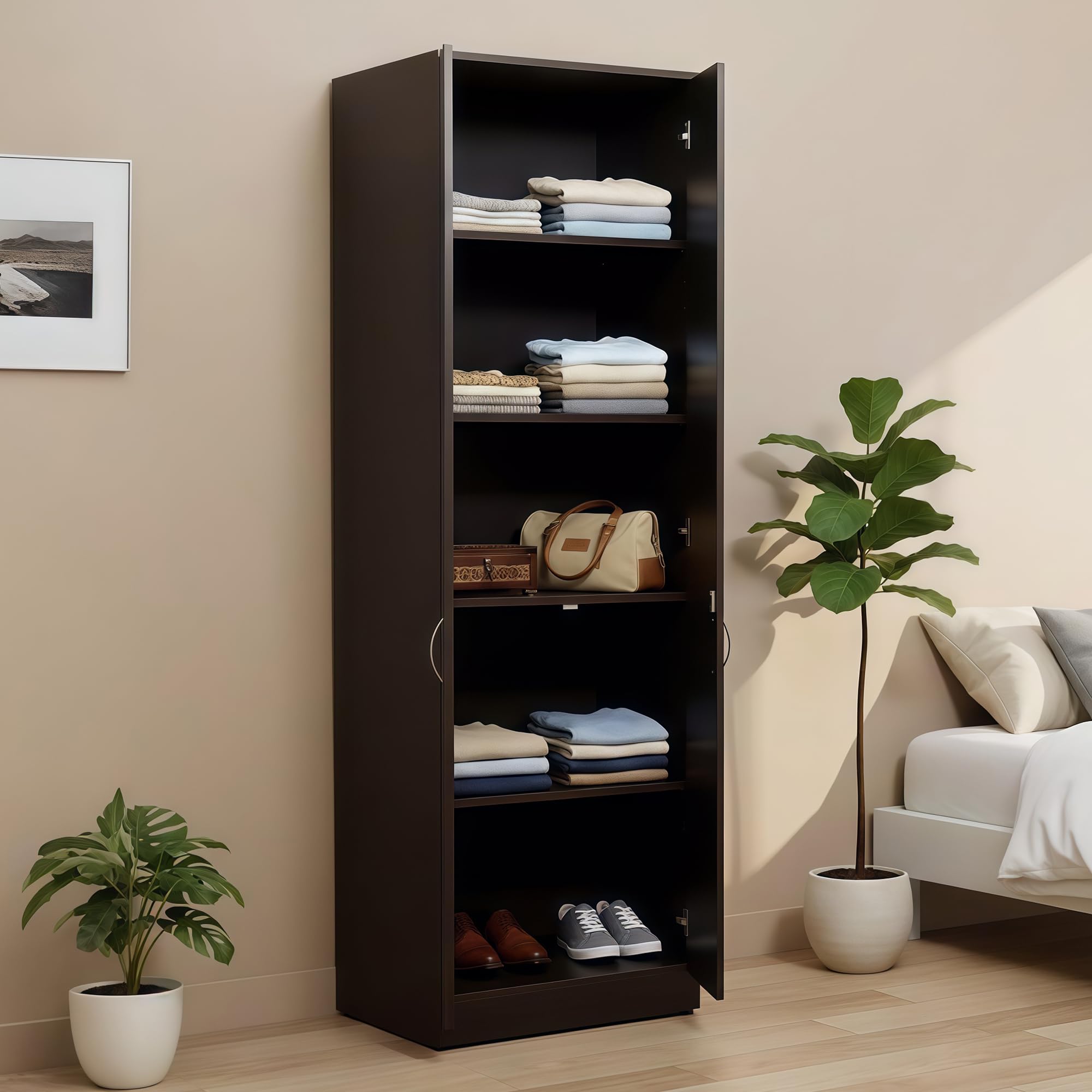 Green Soul Merlin 2 Door Engineered Wood Wardrobe For Bedroom | Cabinet Storage For Everyday Utility |3 Years Warranty(Gold Cher