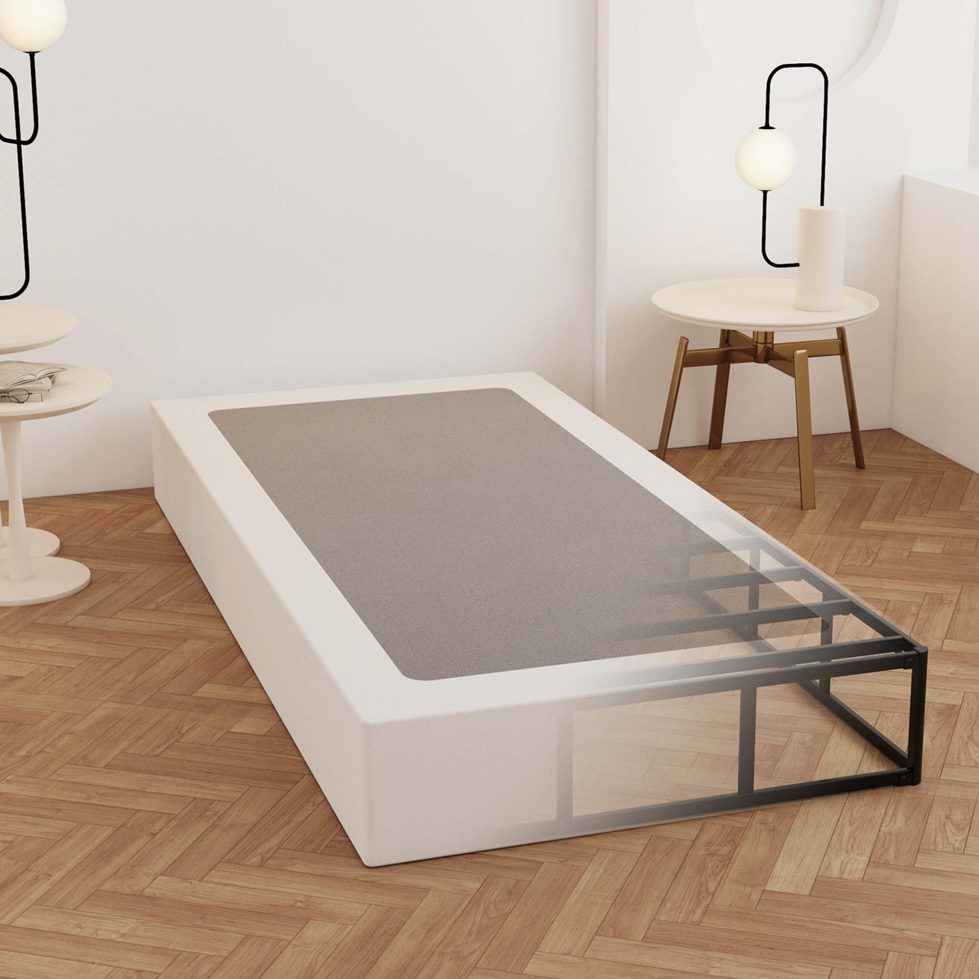 Maenizi Twin XL Box Spring 9 Inch, Heavy Duty Metal Box Spring Bed Base with Fabric Cover, Mattress Foundation, Easy Assembly, N