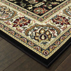 HomeRoots 509105 10 x 13 ft. Black & Ivory Oriental Power Loom Stain Resistant Rectangle Area Rug