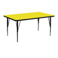 Flash Furniture Wren 24''W x 48''L Rectangular Yellow HP Laminate Activity Table - Height Adjustable Short Legs