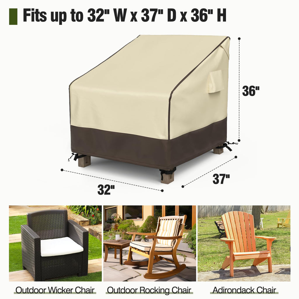 Mr. Cover Patio Chair Covers Waterproof, Outdoor Furniture Covers For Rocking & Adirondack Chairs, Fits Up To 32'W X 37'D X 36'H, Moisture-Proof & Uv-Protection, Brown & Khaki, 2 Pack
