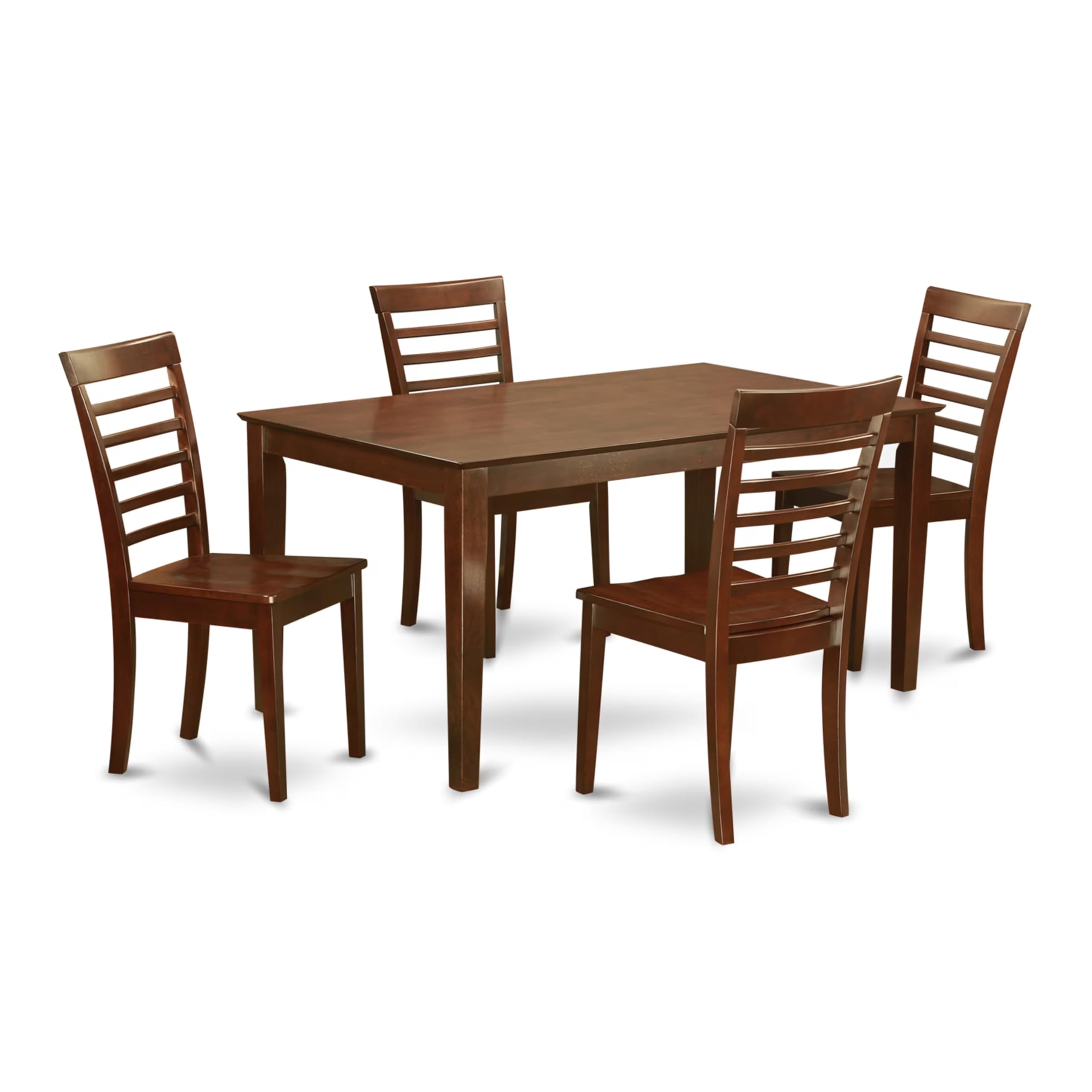 East West Furniture CAML5-MAH-W 5 Piece Kitchen Table Set for 4 Includes a Rectangle Dining Room Table and 4 Dining Chairs, 36x60 Inch, Mahogany