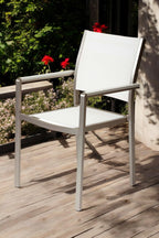 Pangea Home David Aluminum Patio Dining Char in Gray/White (Set of 6)