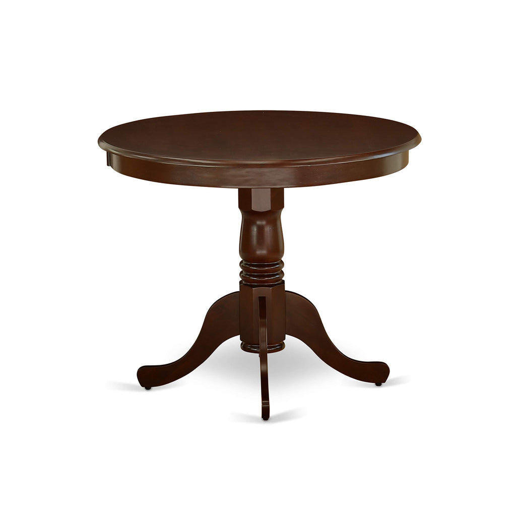 East West Furniture Anml3-Mah-Lc 3 Piece Dining Table Set For Small Spaces Contains A Round Kitchen Table With Pedestal And 2 Faux Leather Kitchen Dining Chairs, 36X36 Inch, Mahogany