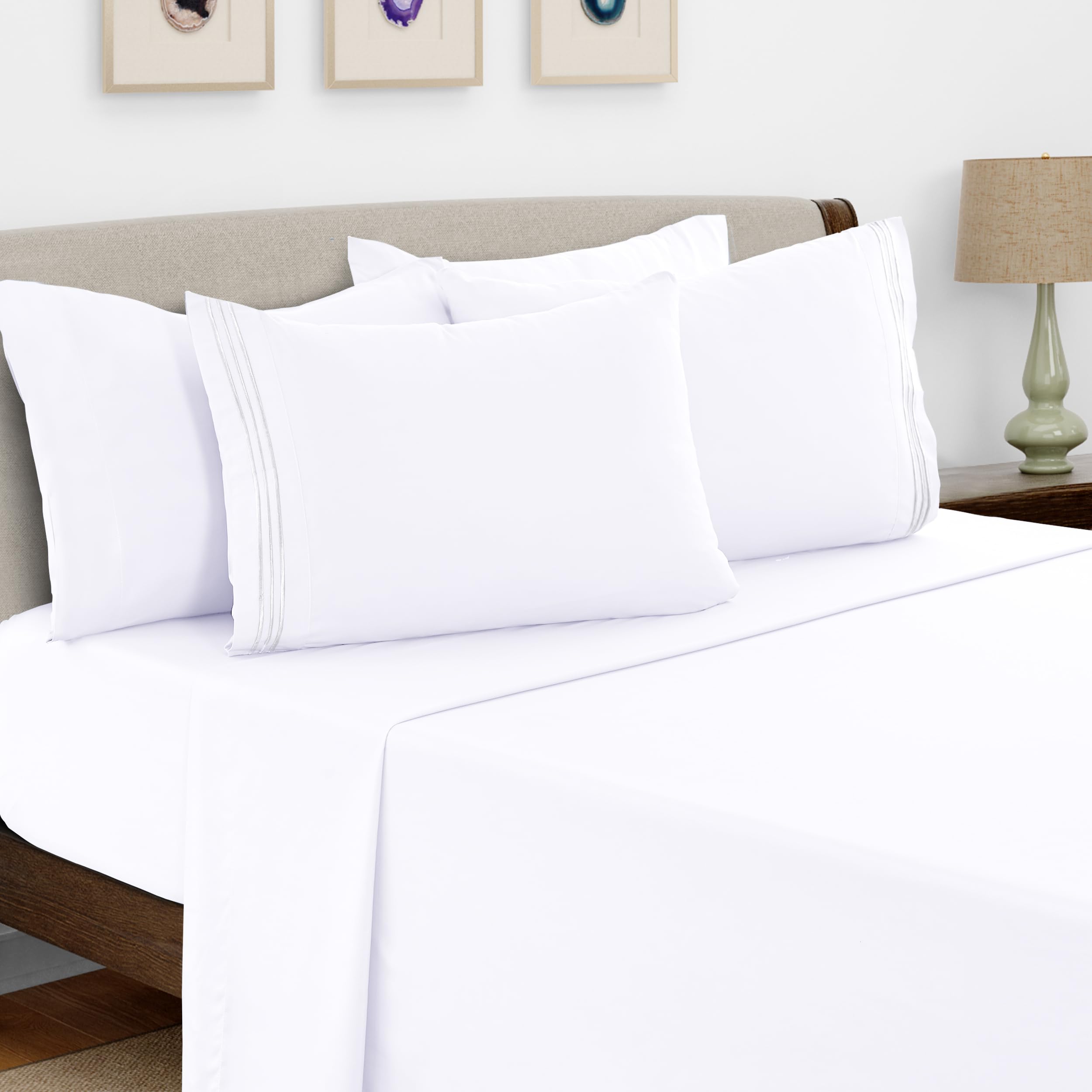 Ldc Lux Decor Collection Bed Sheets - 6 Pc California King Sheet Set - High Gsm Brushed Microfiber Sheets -Upto 16 Inches Deep P