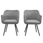 Modway EEI-3181-GRY-GRY-SET Endeavor Outdoor Patio Wicker Rattan Dining Armchair, Set of 2, Gray