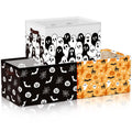 Boao 3 Pack Halloween Ghost Basket with Handles Collapsible