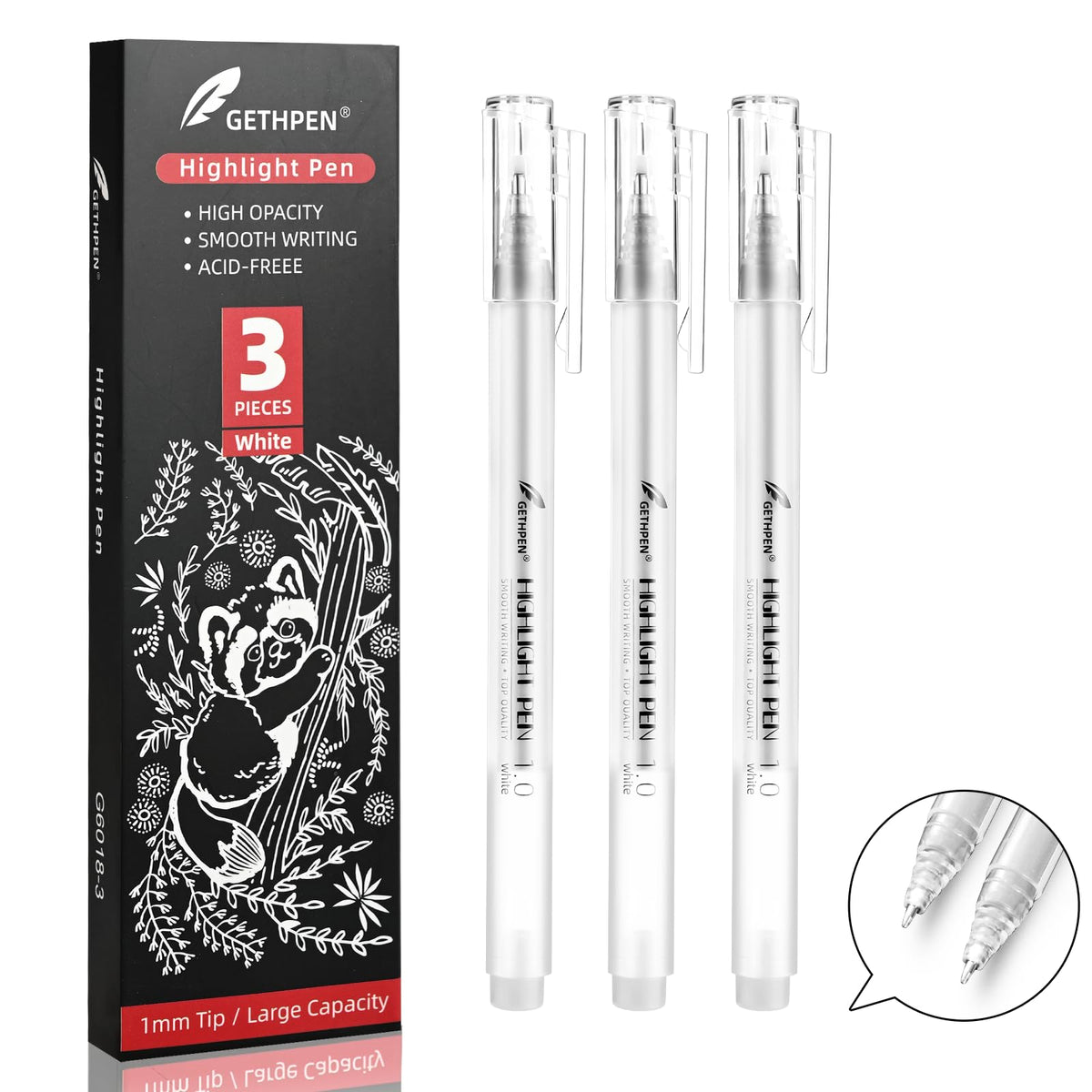 White Pens, 3Pack, White Gel Pens For Artists,1Mm Extra Fine Point, White Gel Pen, White Ink Pen, White Pens For Black Paper, Wh