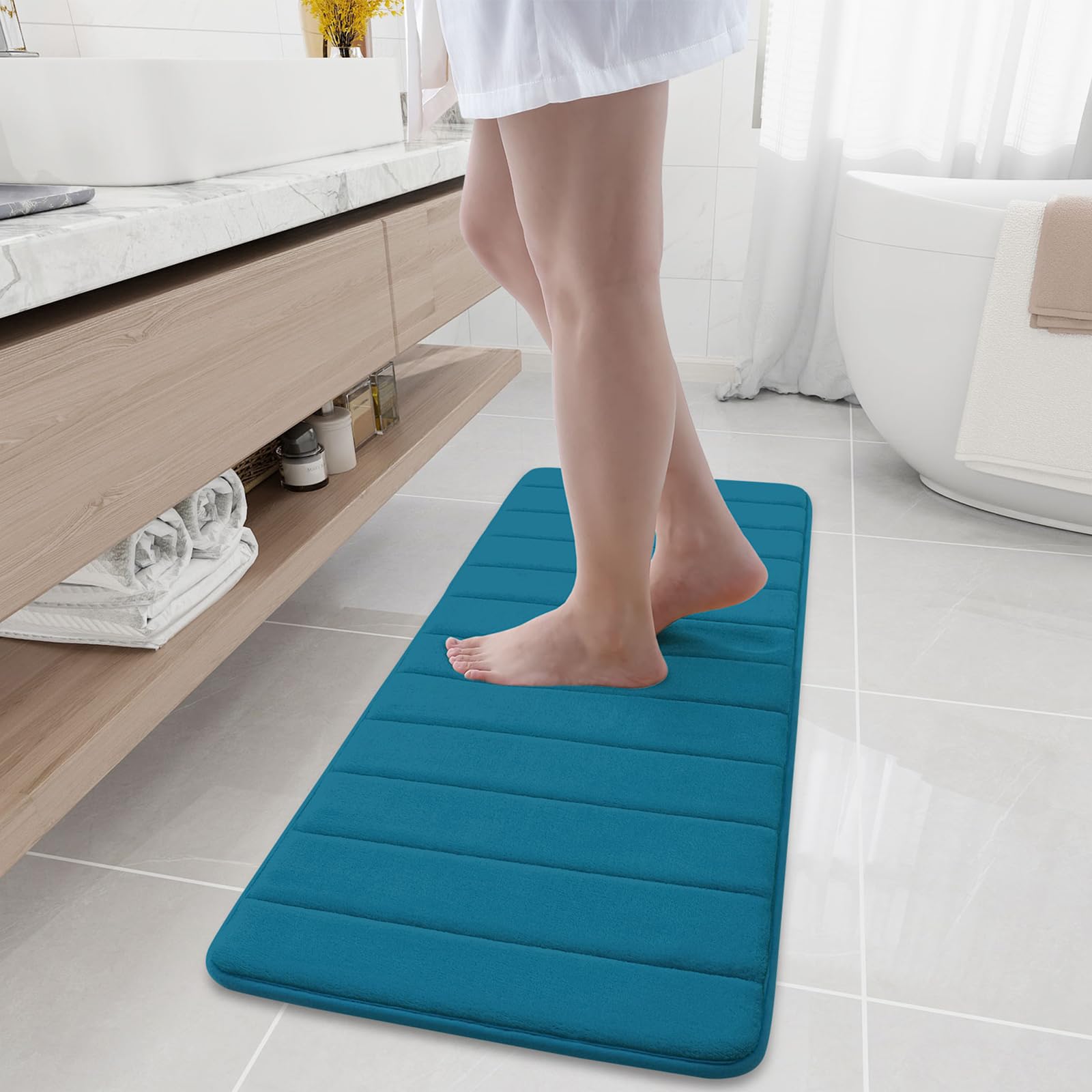 Buganda Memory Foam Bath Mat Rug, 47 x 17, Ultra Soft and Non-Slip Bathroom Rugs, Water Absorbent and Machine Washable Bath Rug 