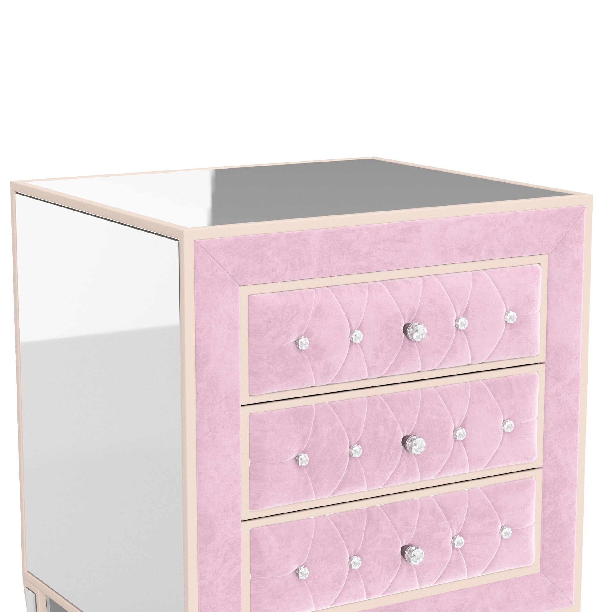 Woodpeckers Furniture And Mattress Mirrored Velvet Night Stand (Pink)